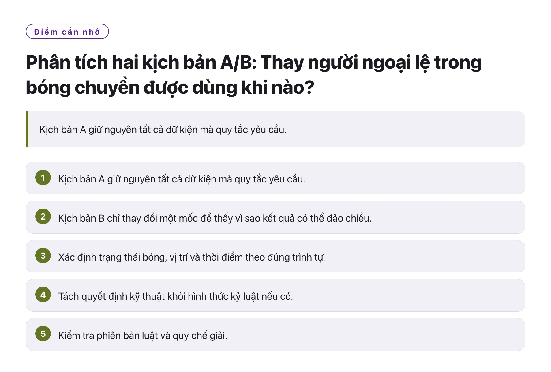 Phân tích hai kịch bản A/B: Thay người ngoại lệ trong bóng chuyền được dùng khi nào?——全文要点速览